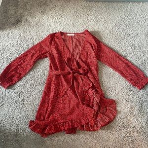 IVIVI Red and black polka dot wrap dress. Size L. Never worn. Super cute!